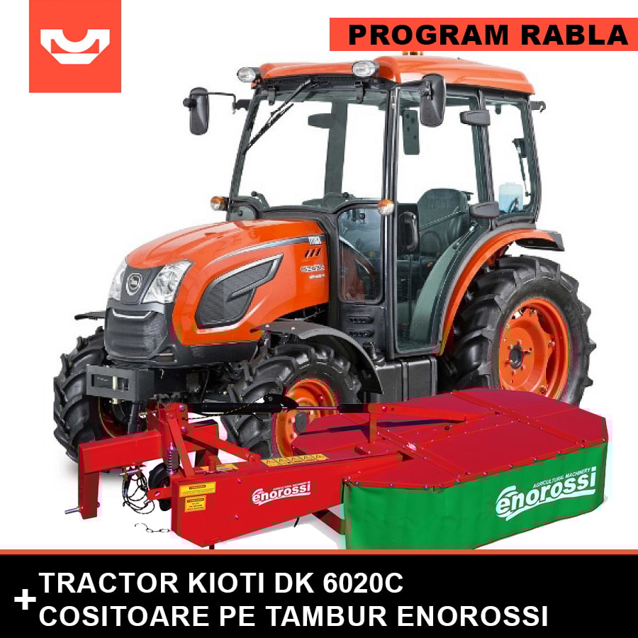 Tractoare Program Rabla - DK 6020C-cabina cu AC, transmisie manuala + Cositoare pe tambur Enorossi BT 165 M