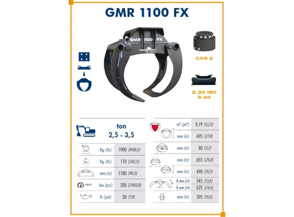  Agriforest GMR 1100 FX -- PRINDERE RIGIDA -- miniexcavatoare 2.5 - 3.5 t -- de vanzare