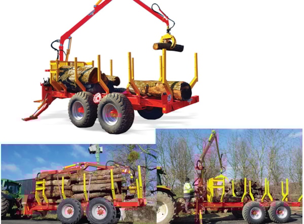 Remorca Forestiera RABAUD XYLOTRAIL 15 + macara XYLOGRUE 6.75 -- Tractor 120 - 180 Cp --  de vanzare