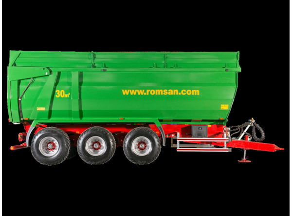 Remorca Agricola ROMSAN R20TROHKP - TRIDEM BENA TIP U 20t, basculare spate, frana pe aer, axa viratoare de vanzare