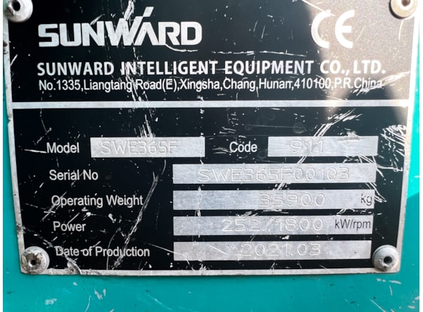 Excavator senile SUNWARD 365f de vanzare