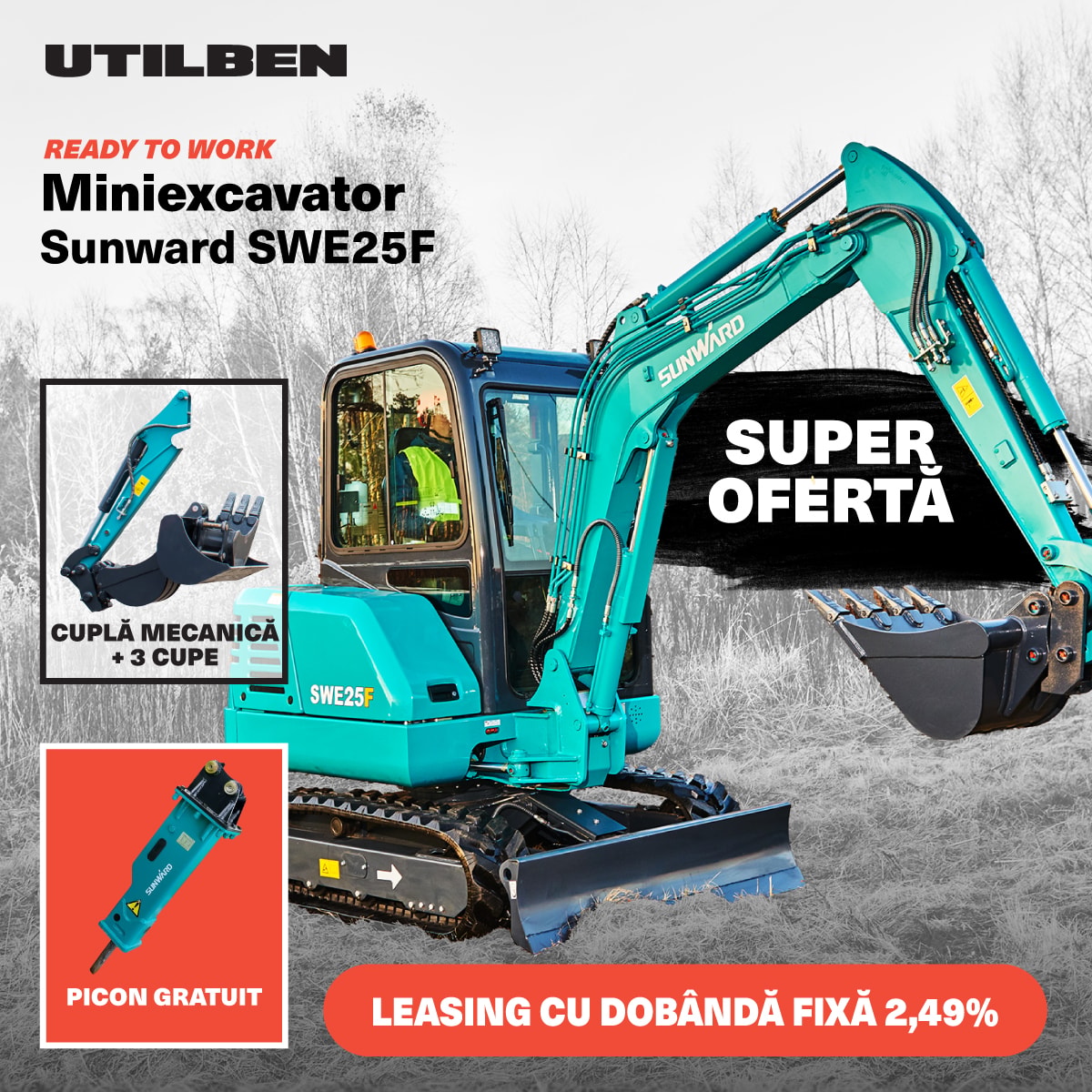 Miniexcavatoare SWE 25F + PICON GRATUIT
