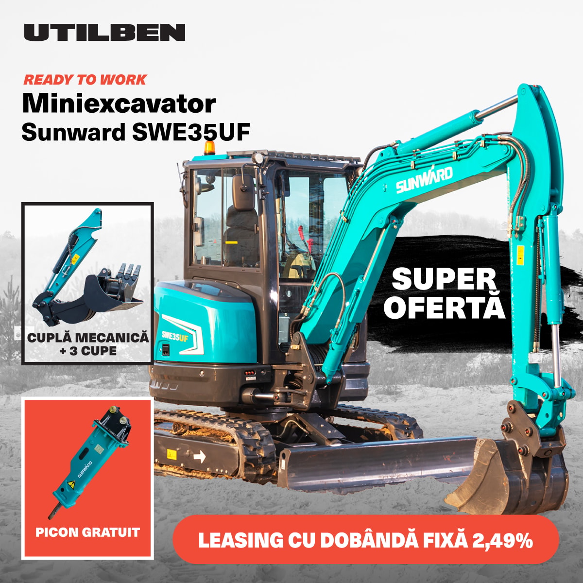 Miniexcavatoare SWE 35UF + PICON GRATUIT