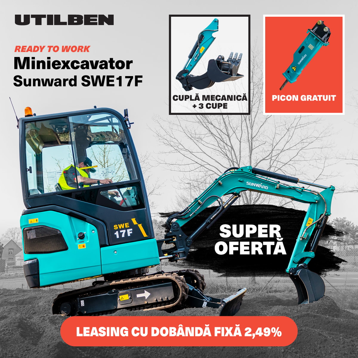 Miniexcavatoare SWE 17F + PICON GRATUIT