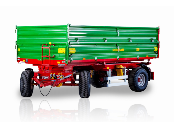 Remorca Agricola ROMSAN Program gunoi de grajd - ROMSAN R800CSGA4P-DUBLUAX 8t, basculare 3 parti, frana pe aer, roata de rezerva  de vanzare