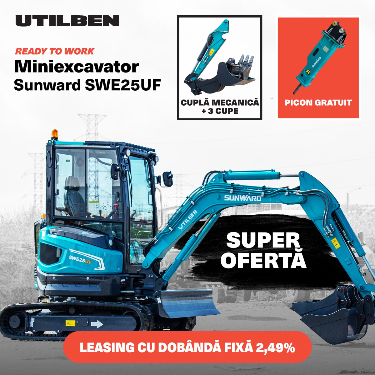Miniexcavatoare SWE 25UF + PICON GRATUIT