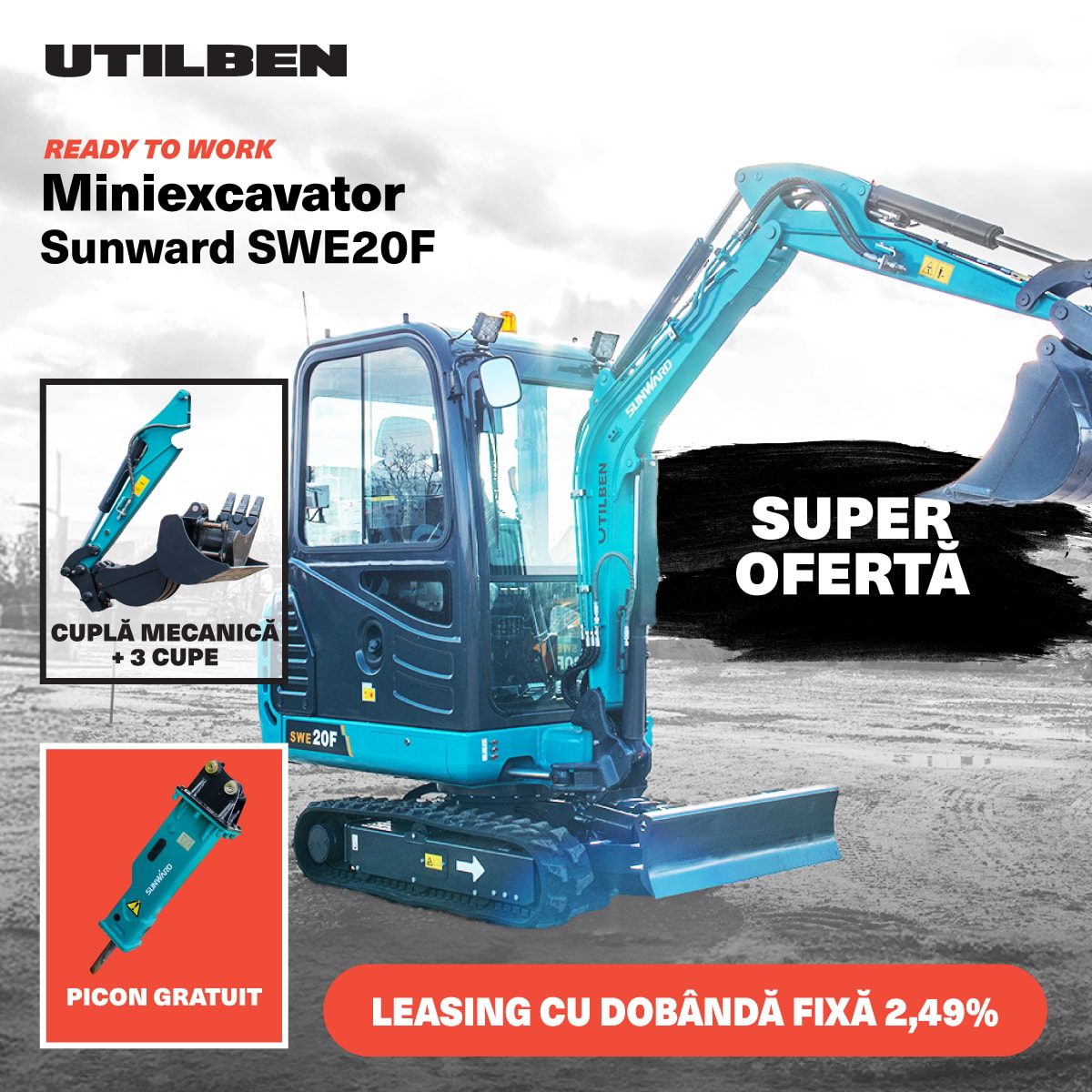Miniexcavatoare SWE 20F  + PICON GRATUIT