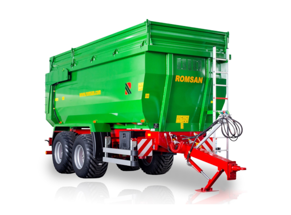 Remorca Agricola ROMSAN R140TAHK -TANDEM BENA TIP U 14t, basculare spate, frana pe aer , prelata cu suport si roata de rezerva de vanzare