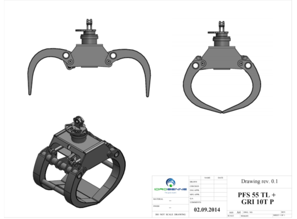 Graifer Idrobenne Grafer manipulare grinzi si traverse PFS - 55/TP + rotator hidarulic de vanzare